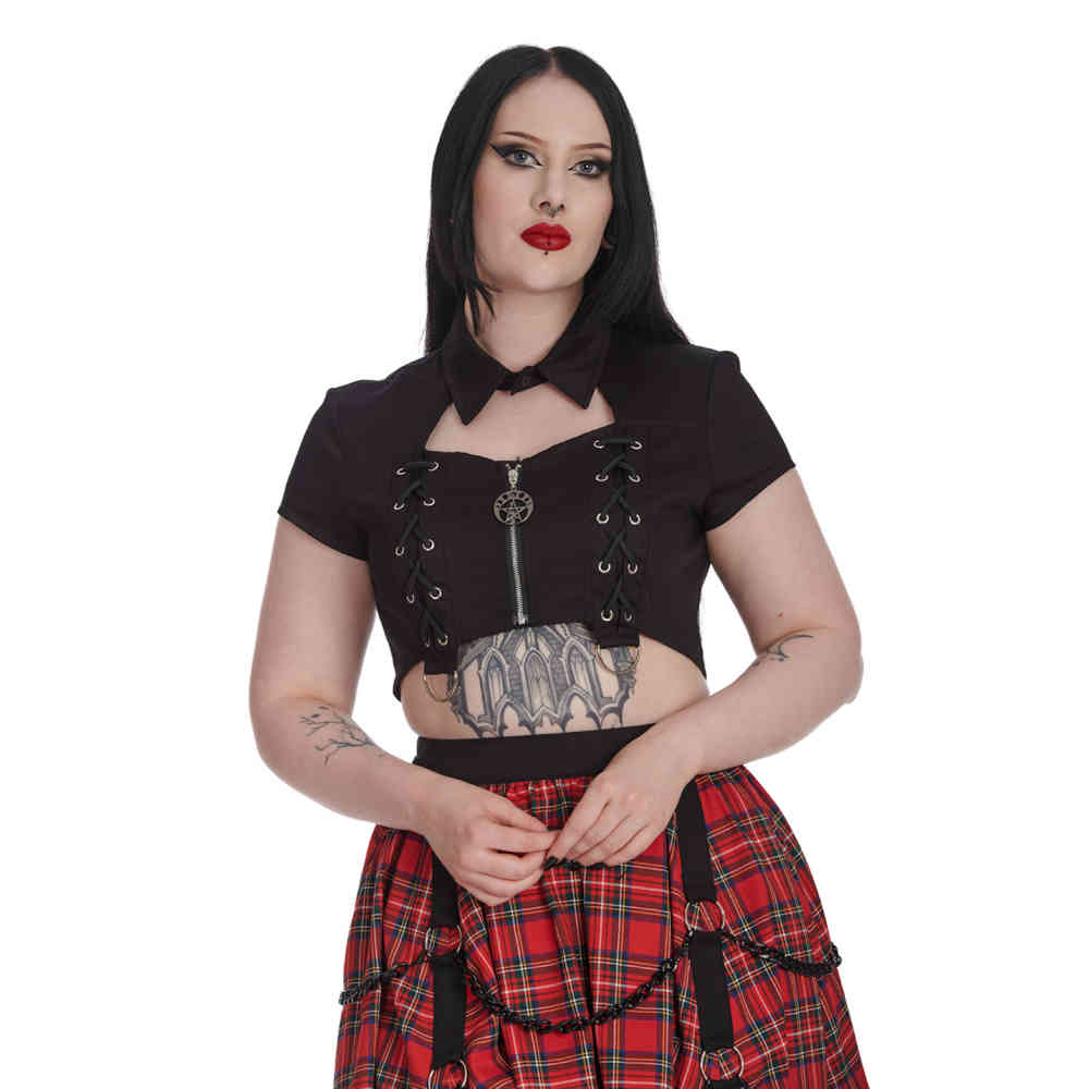 Banned - Twilight Reverie Laced Crop top - Zwart